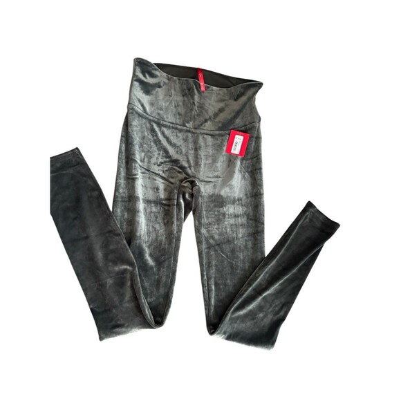 New SPANX Shiny Velvet High Waisted LEGGINGS-Dark Palm Green Sz M - Picture 7 of 8